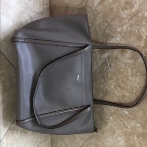 Tumi Taupe Pebbled Leather Tote Laptop Bag
